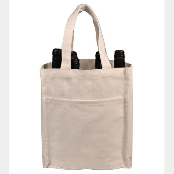Cotton Canvas 6 bottle Wine Tote Thumbnail