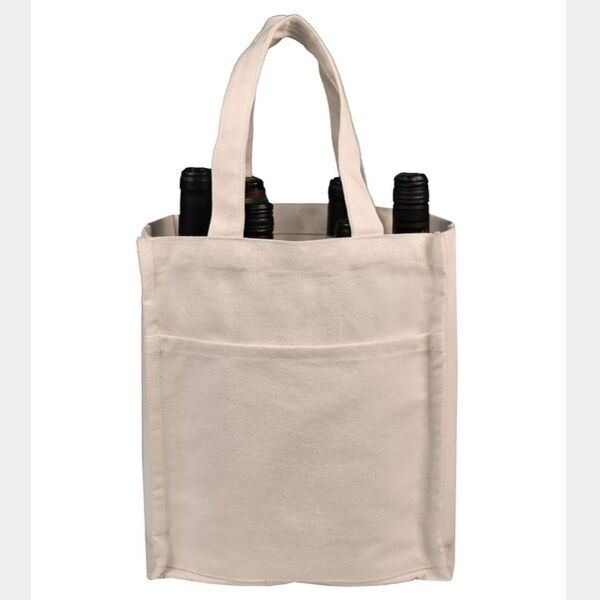 Cotton Canvas 6 bottle Wine Tote Thumbnail