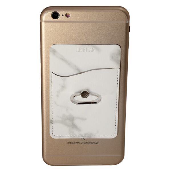 LEEMAN™ MARBLE CARD HOLDER WITH METAL RING PHONE STAND Thumbnail