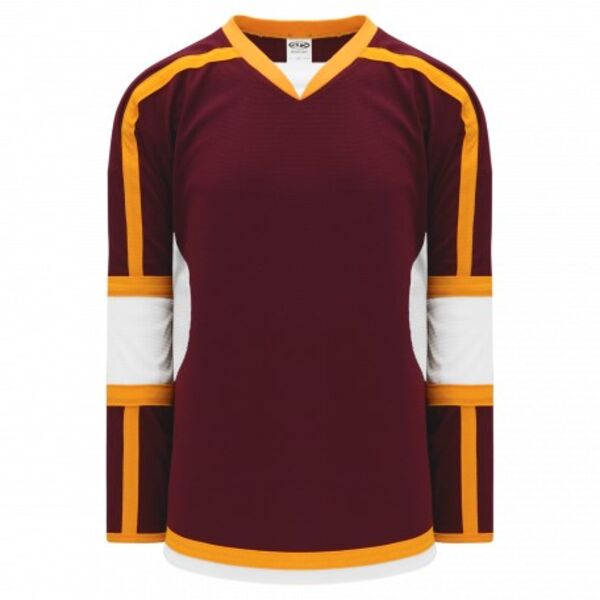 Athletic Knit SELECT Maroon, White, Gold 7000 Hockey Jersey Thumbnail