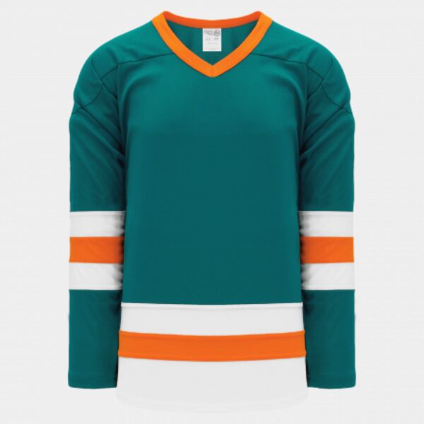 Athletic Knit LEAGUE Pacific Teal, White, Orange 6500 Hockey Jersey Thumbnail