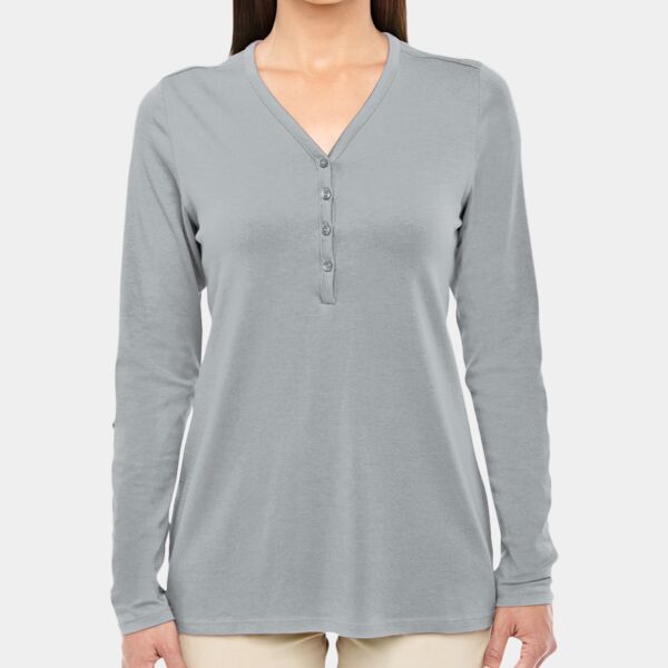 Devon & Jones Ladies' Perfect Fit™ Y-Placket Convertible Sleeve Knit Top Thumbnail