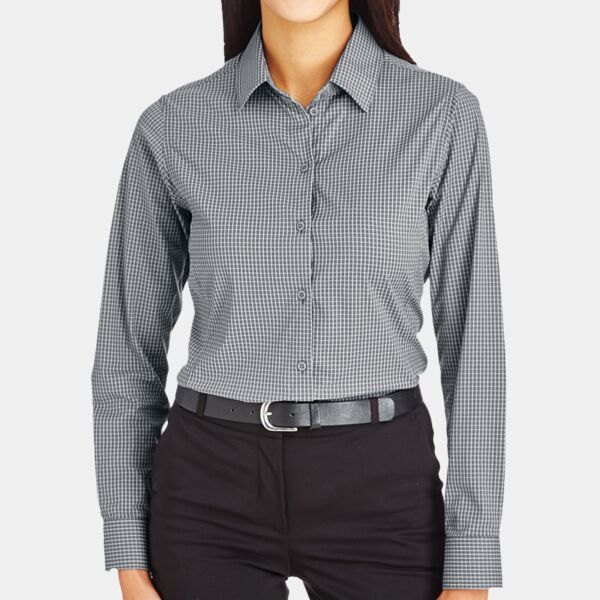 Devon & Jones CrownLux Performance® Ladies' Tonal Mini Check Woven Shirt Thumbnail