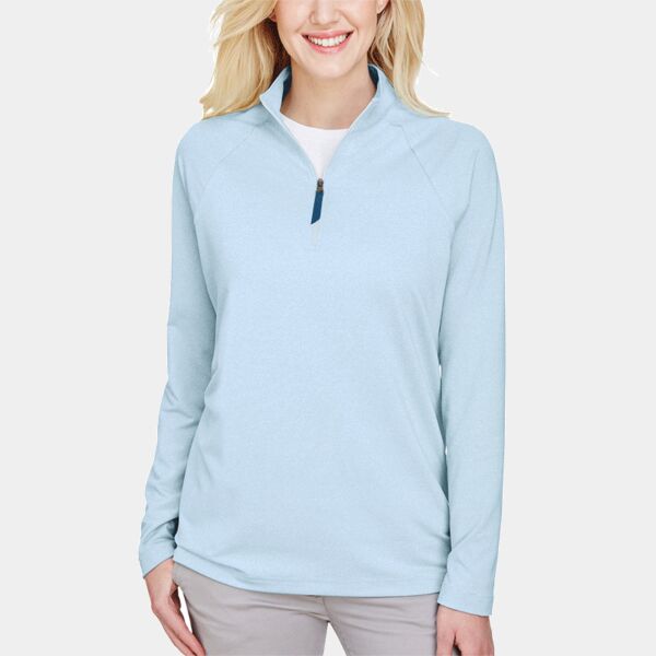 Devon & Jones CrownLux Performance® Ladies' Clubhouse Micro-Stripe Quarter-Zip Thumbnail