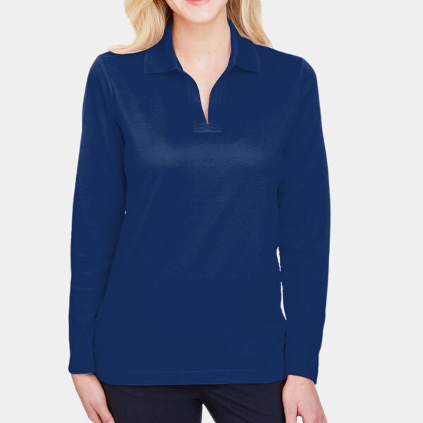 Devon & Jones CrownLux Performance® Ladies' Plaited Long Sleeve Polo Thumbnail