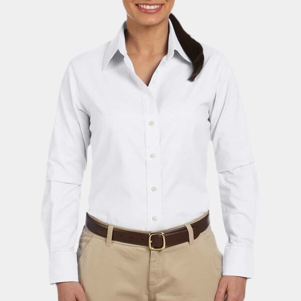 Harriton Ladies' Long-Sleeve Oxford with Stain-Release Thumbnail