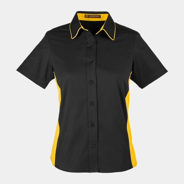 Harriton Ladies' Flash IL Colorblock Short Sleeve Shirt Thumbnail