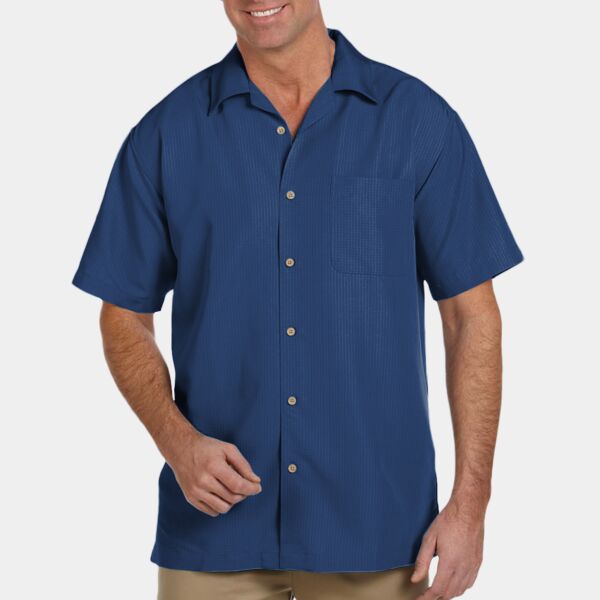 Harriton Men's Barbados Textured Camp Shirt Thumbnail