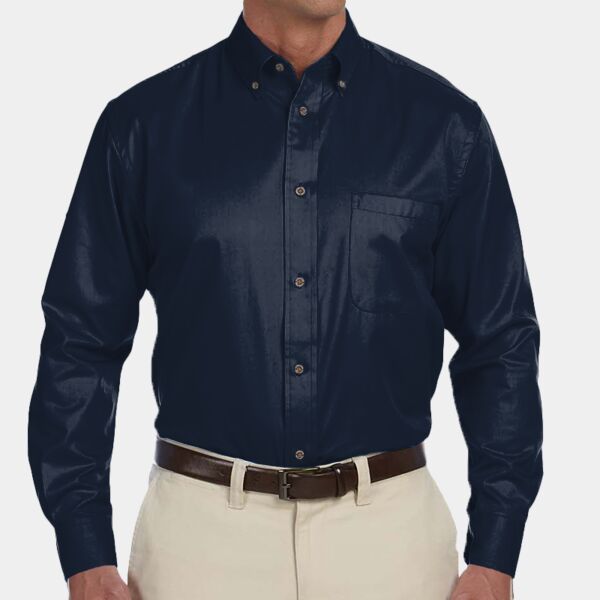 Harriton Men's Tall Easy Blend™ Long-Sleeve Twill Shirt with Stain-Release Thumbnail
