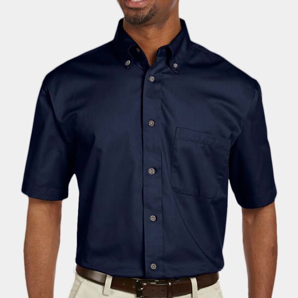 Harriton Men's Easy Blend™ Short-Sleeve Twill Shirt with Stain-Release Thumbnail