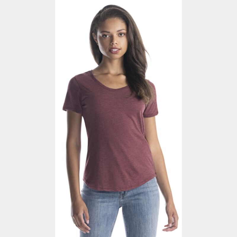 🍁Jerico Ladies Bamboo Tri-Blend Scoop Bottom T-Shirt Thumbnail
